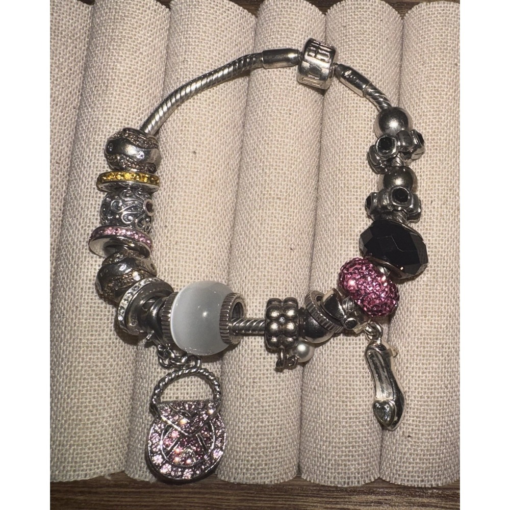Lot of 18 SS Charms Biagi Italy Bracelet Beads .925 Cinderella Chamilia READ